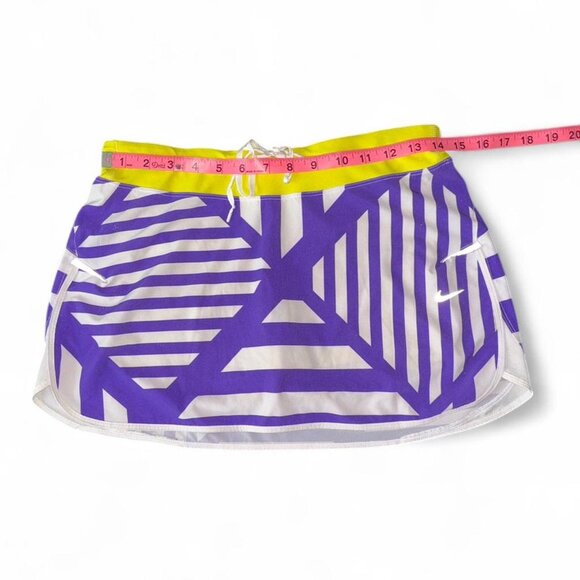 Nike Dri-Fit Purple White & Yellow Geometric Stripe Print Tennis Skirt Sz Small - Picture 3 of 6